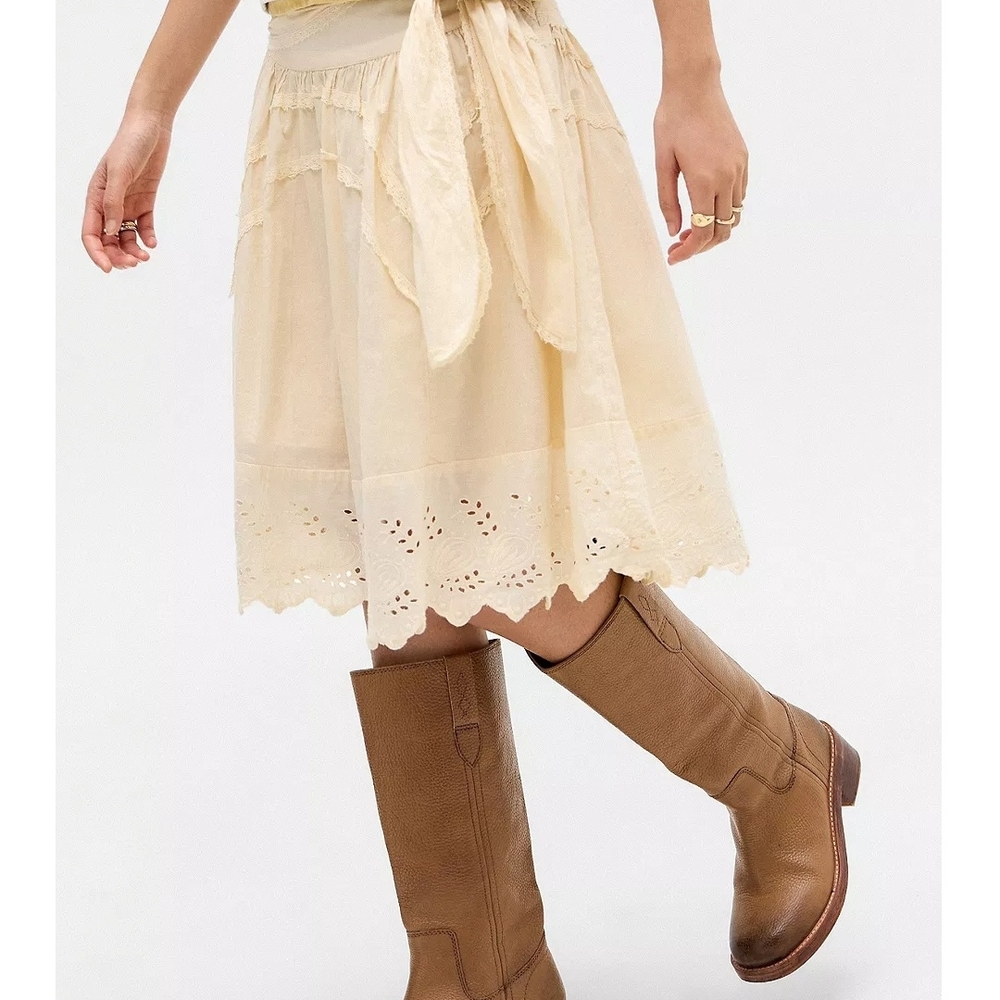 Kimchi Blue Cream Eyelet A-Line Midi Skirt